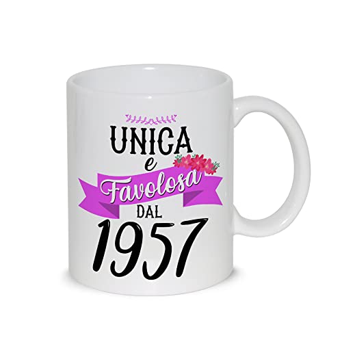Consigue ahora Taza desayuno con leche té con diseño gráfico Regalos – Única y fabulosa desde 1957 año nacimiento – idea regalo cumpleaños Navidad mamá amiga hermana abuela tía Top Precio 2024 | regaloscumple.com