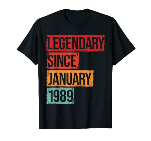 Consigue BlackFriday ahora Cumpleaños legendario desde enero 1989 Camiseta Ofertas 2024 | regaloscumple.com