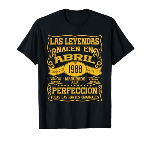 Comprar 37 años Cumpleaños Las Leyendas nacen en Abril Promoción 1988 Camiseta Rebajas 2025 | regaloscumple.com