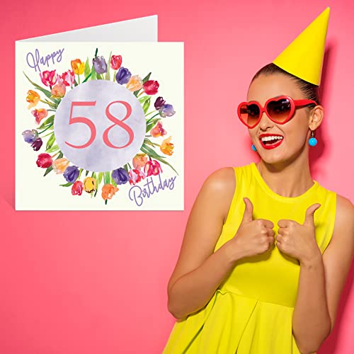 Ofertas de última hora Hermosas tarjetas de cumpleaños de 58 para mujer ramo de