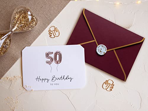 Oferta Flash Joli Coon Tarjeta 50 cumpleaños - Happy Birthday felicitacion con sobre y un sello de cera