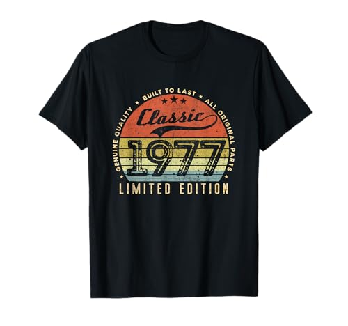 Consigue ahora Edición limitada Classic 1977 Vintage Nacido en 1977 Retro Bday Promoción Camiseta Ofertas 2025 | regaloscumple.com