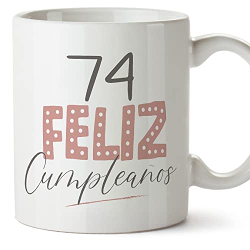 Consigue ahora MUGFFINS Tazas 74 Cumpleaños - En Español - ¡Feliz Cumpleaños! Rosa - 11 oz Ideas para regalar / 330 ml - Regalo original y divertido Rebajas 2025 | regaloscumple.com