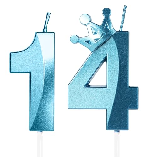 Comprar 3D cumpleaños14 Con corona vela número 14 vela cumpleaño para pasteles vela feliz cumpleaño Velas Azul para Cumpleaños Promoción Aniversario Fiesta Temática decoraciones para tartas fiestas Ofertas 2025 | regaloscumple.com