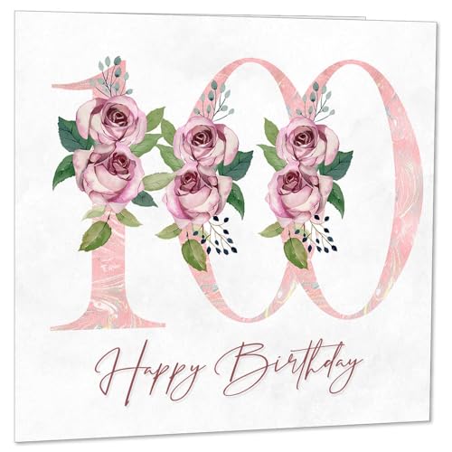 Consigue ahora Tarjeta cumpleaños número 100 para mujeres Catálogo tarjetas florales 100 cumpleaños para mujer 100 años centésima damas abuela abuela madre tía hermana niñera amiga Top Precio 2024 | regaloscumple.com