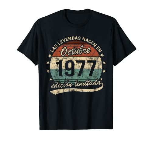 Consigue ahora Las Leyendas Nacen En Octubre 1977 Navidad Hombre o Mujer Retro Camiseta Ofertas 2024 | regaloscumple.com
