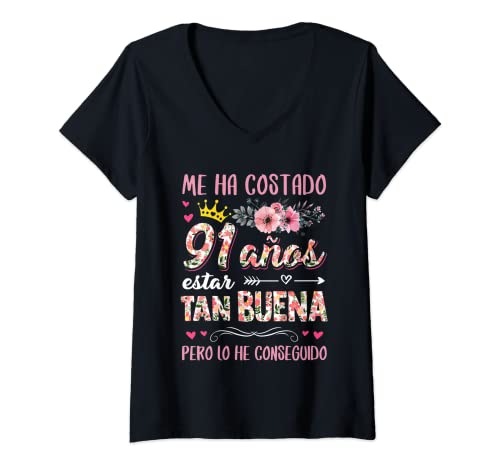Comprar Mujer Me Ha Costado 91 Años Estar Tan Buena Promoción Cumpleaños 91 Camiseta Cuello V Top Precio 2025 | regaloscumple.com