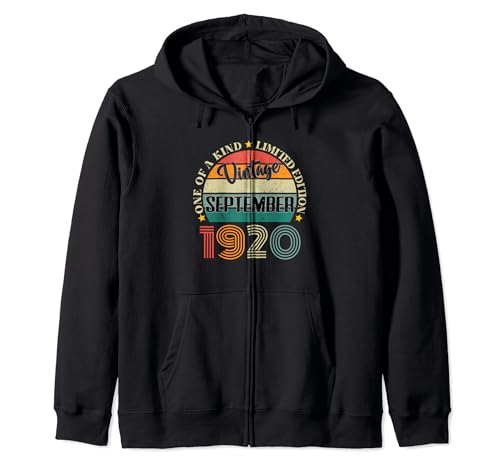Consigue ahora 104 Años Vintage Septiembre 1920 Cumpleaños 104 Retro Sudadera BlackFriday con Capucha Ofertas 2024 | regaloscumple.com
