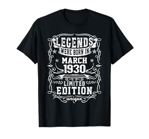 Comprar Cumpleaños Marzo 1930 Edición Limitada Regalo March Navidad 1930 Camiseta Rebajas 2025 | regaloscumple.com