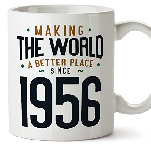 Consigue ahora MUGFFINS Tazas 1956 Cumpleaños - En Inglés - Cumpleaños Making the World a Better Place - 11 oz / 330 ml - Regalo original y divertido Rebajas 2024 | regaloscumple.com