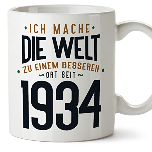 Comprar Navidad MUGFFINS Tazas 1934 Cumpleaños - En Alemán - Ich Mache Die Welt zu Einem Besseren - 11 oz / 330 ml - Regalo original y divertido Ofertas 2024 | regaloscumple.com