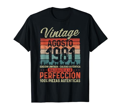 Oferta Agosto Vintage 43 Cumpleaños Camiseta