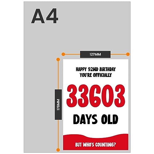 Mejores precios Hey Chimp Divertida tarjeta   cumpleaños 92 para hombres y mujeres  oficial   33603 días  tarjeta humorística   92 cumpleaños  tarjeta   cumpleaños 92  tarjeta   cumpleaños