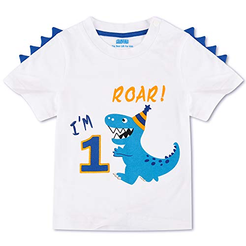 Consigue ahora Dinosaurio Camiseta Cumpleaños - 1er Cumpleaños Suministros para la Promoción Fiesta Camisetas Manga Corta para Bebé Niños Estampada Bordado con Cuello Redondo 100% Algodón Camiseta Tops Top Precio 2023 | regaloscumple.com