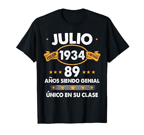 Comprar Hombre 89 Promoción Años Cumpleaños Regalo Hombre Julio 1934 Julio 89 Años Camiseta Top Precio 2024 | regaloscumple.com