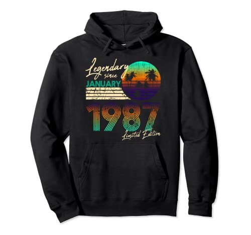 Comprar Cumpleaños legendario desde enero Regalos 1987. Sudadera con Capucha Ofertas 2024 | regaloscumple.com
