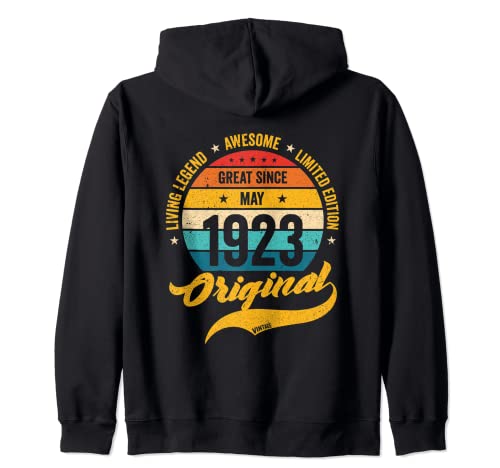 Comprar Retro 100 Años Promoción Mayo 1923 Cumpleaños Vintage Bday Classic Sudadera con Capucha Top Precio 2024 | regaloscumple.com