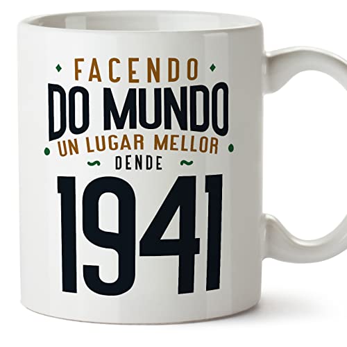Comprar MUGFFINS Tazas 1941 Cumpleaños - En Gallego - Facendo do Mundo un Lugar Cumpleaños Mellor - 11 oz / 330 ml - Regalo original y divertido Top Precio 2024 | regaloscumple.com