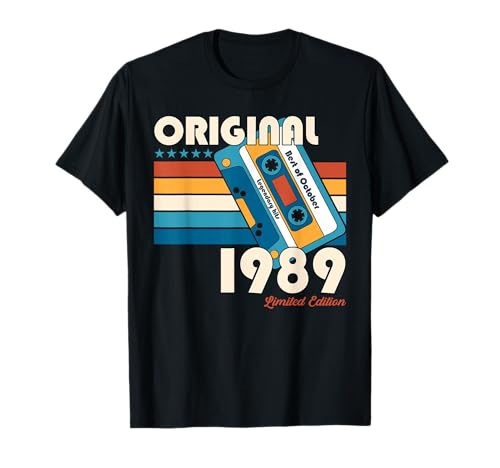 Consigue ahora 35.o regalo cumpleaños hombre octubre 1989 Regalos casete Camiseta Ofertas 2024 | regaloscumple.com