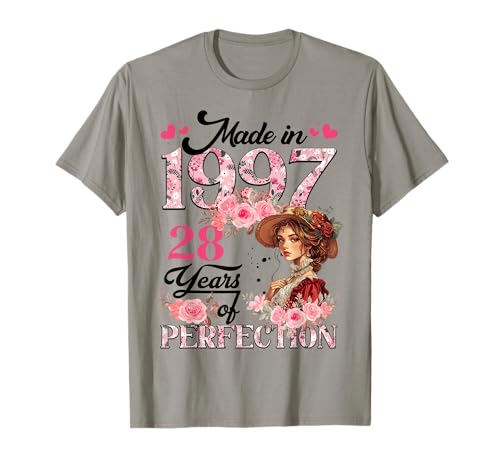 Consigue ahora 28th Birthday Floral Made in 1997 Gifts Navidad 28 Years Old Camiseta Top Precio 2025 | regaloscumple.com