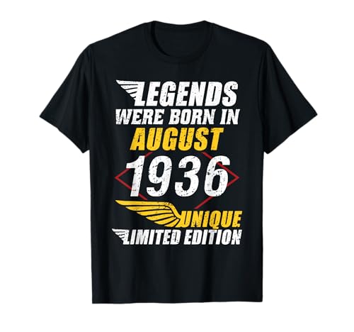 Comprar Cumpleaños Agosto 1936 Regalos Edición Limitada Regalo Legend Camiseta Top Precio 2024 | regaloscumple.com