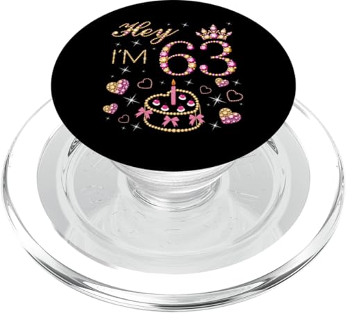 Consigue ahora Vela para tarta cumpleaños número 63 Hey I'm 63 mujer Regalos 63 años PopSockets PopGrip para MagSafe Rebajas 2025 | regaloscumple.com