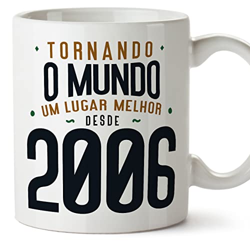 Consigue ahora MUGFFINS Tazas Promoción 2006 Cumpleaños - En Portugués - Tornando o Mundo um Lugar Melhor - 11 oz / 330 ml - Regalo original y divertido Ofertas 2024 | regaloscumple.com