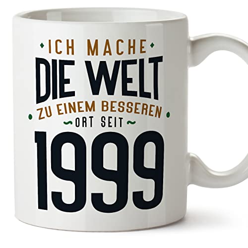 Consigue ahora MUGFFINS Tazas BlackFriday 1999 Cumpleaños - En Alemán - Ich Mache Die Welt zu Einem Besseren - 11 oz / 330 ml - Regalo original y divertido Ofertas 2024 | regaloscumple.com