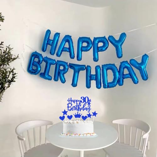 Ofertas de última hora Globos 34 cumpleaños decoración hombre azul feliz fiesta juego hombres años