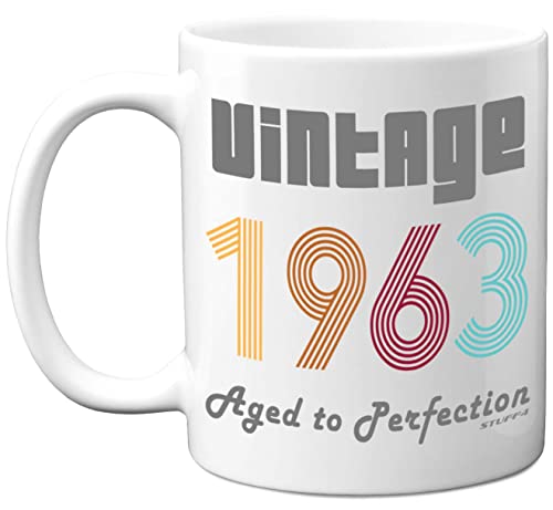Consigue ahora Stuff4 Regalos cumpleaños número 61 para hombres y mujeres taza café vintage Ideas para regalar 1963 tazas cerámica aptas para lavavajillas taza mejor amigo para cumpleaños o Navidad regalos Rebajas 2024 | regaloscumple.com