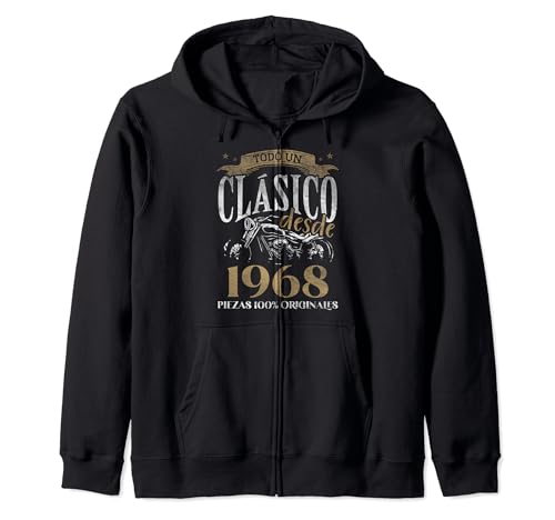 Consigue ahora Nacido en 1968 - 56 Años Cumpleaños Regalos Moto Biker Hombre Motero Sudadera con Capucha Top Precio 2025 | regaloscumple.com