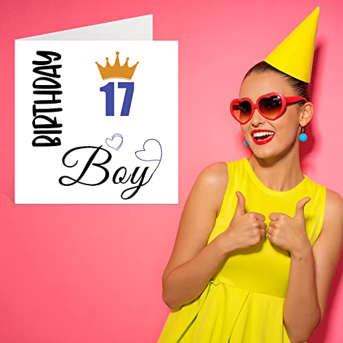 Comprar en Amazon Tarjeta de felicitación 17 cumpleaños para niños – Tarjetas años edad, adolescente, hijo, hermano, nieto, 145 mmx145 mm, tarjetas