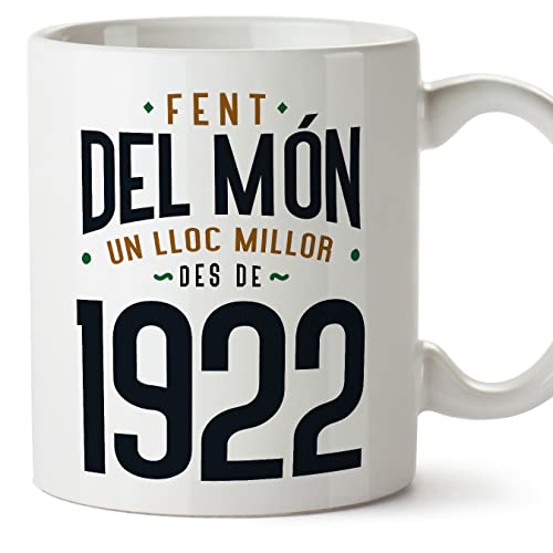 Consigue ahora MUGFFINS Tazas 1922 Cumpleaños - En Catalán - Fent del BlackFriday Món un Lloc Millor - 11 oz / 330 ml - Regalo original y divertido Ofertas 2024 | regaloscumple.com