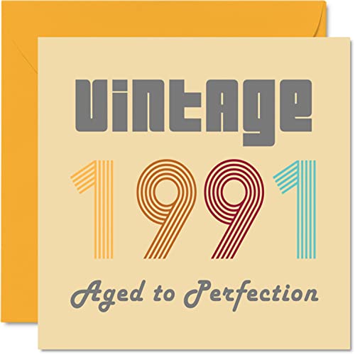 Comprar Tarjetas cumpleaños número 33 Cumpleaños para hombres y mujeres estilo vintage 1991 envejecidas a la perfección tarjeta cumpleaños divertida para ella y él 145 mm x 145 mm tarjetas felicitación Rebajas 2024 | regaloscumple.com