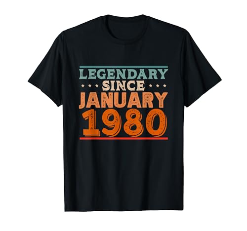 Consigue ahora Legendary desde enero 1980 impresionante fiesta retro Ideas para regalar cumpleaños Camiseta Top Precio 2024 | regaloscumple.com