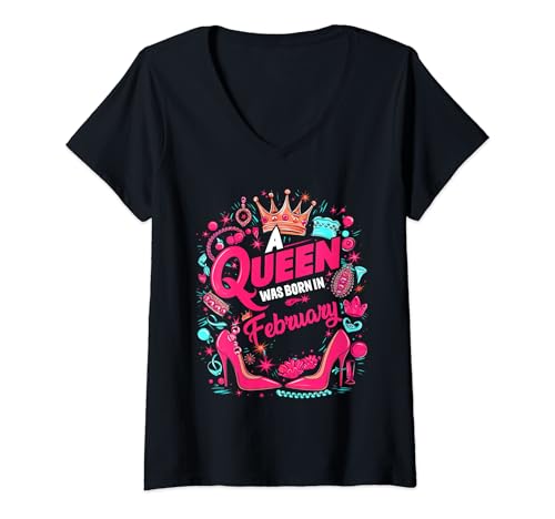 Consigue ahora Mujer Una Reina Navidad Nació En Febrero Cumpleaños Niña Mujeres Camiseta Cuello V Rebajas 2024 | regaloscumple.com