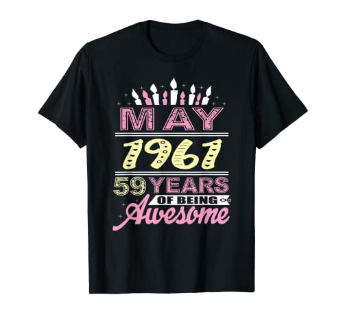 Comprar Mayo 1961 59 años edad regalo fiesta vela cumpleaños 59 Navidad Camiseta Top Precio 2024 | regaloscumple.com