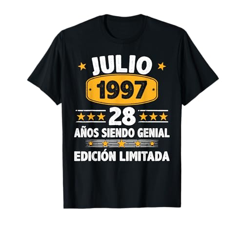 Comprar Julio Regalos 1997 28 Años Hombre Cumpleaños Regalo Julio 1997 Camiseta Ofertas 2025 | regaloscumple.com