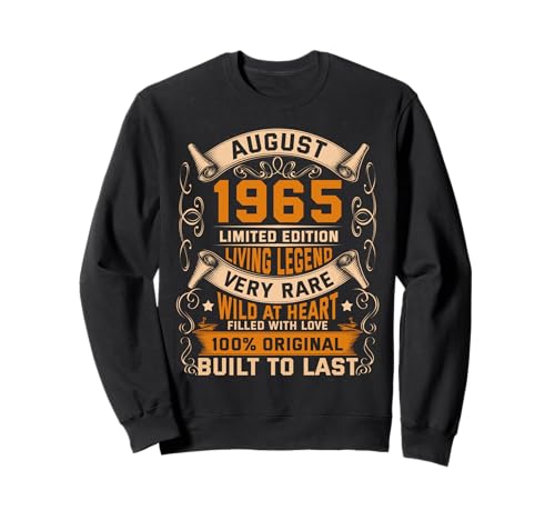 Comprar Promoción Cumpleaños Original agosto 1965 Sudadera Rebajas 2025 | regaloscumple.com