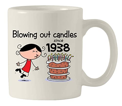 Comprar Blowing Out Candles Since 1937 - Taza cerámica para mujer diseño 85 BlackFriday cumpleaños Rebajas 2025 | regaloscumple.com