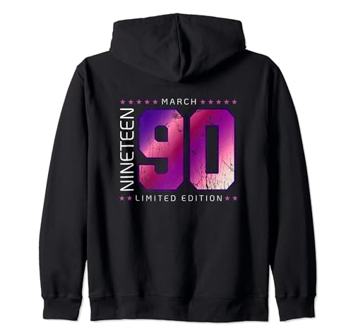 Consigue ahora 1990 marzo Mes Año nacimiento Cumpleaños Sudadera con Capucha Top Cumpleaños Precio 2024 | regaloscumple.com