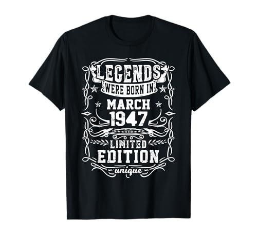 Consigue Ideas para regalar ahora Cumpleaños Marzo 1947 Edición Limitada Regalo March 1947 Camiseta Rebajas 2025 | regaloscumple.com
