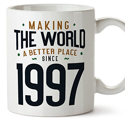 Consigue ahora BlackFriday MUGFFINS Tazas 1997 Cumpleaños - En Inglés - Making the World a Better Place - 11 oz / 330 ml - Regalo original y divertido Rebajas 2024 | regaloscumple.com