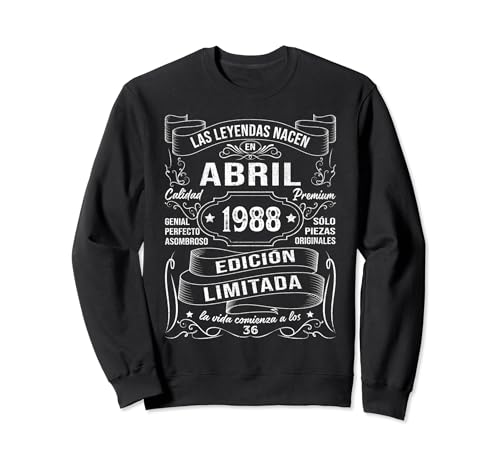 Comprar Las Leyendas Nacen En Abril 1988 Regalo 36 Años Cumpleaños Ideas para regalar Sudadera Ofertas 2025 | regaloscumple.com