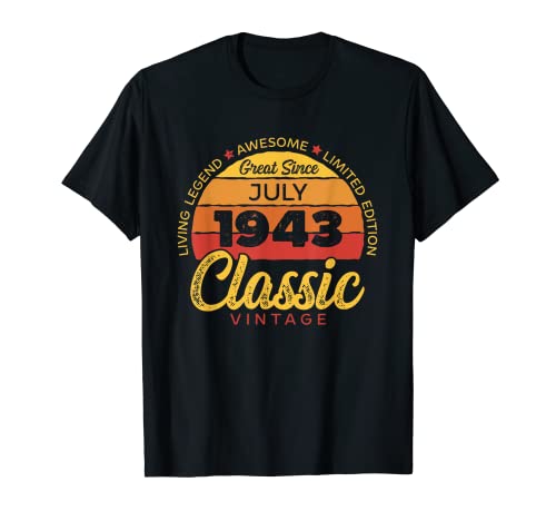 Comprar Retro 80 Años Julio 1943 Ideas para regalar Cumpleaños Vintage Bday Classic Camiseta Rebajas 2024 | regaloscumple.com