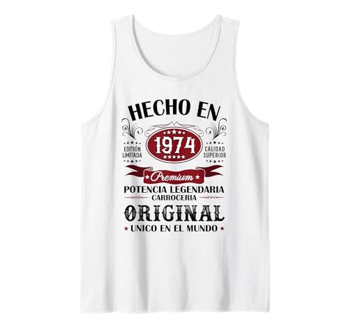 Comprar Cumpleaño 50 Años Hombre Hecho en 1974 Vintage Ideas para regalar Regalo Camiseta sin Mangas Ofertas 2024 | regaloscumple.com