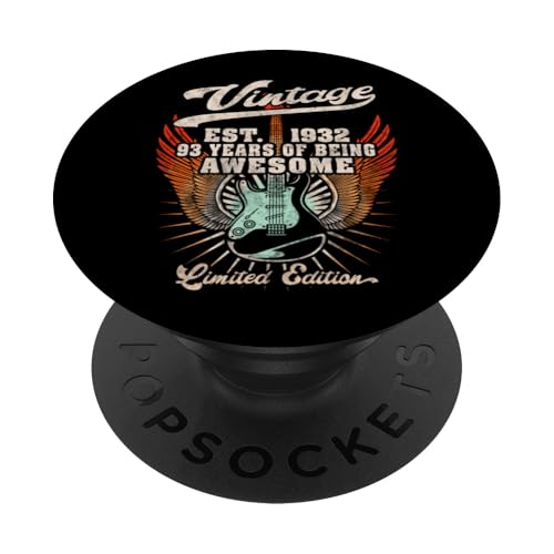 Comprar 93 Cumpleaños 93 Guitarrista un año Amantes Regalos la Guitarra Nacidos 1932 PopSockets PopGrip Adhesivo Ofertas 2025 | regaloscumple.com