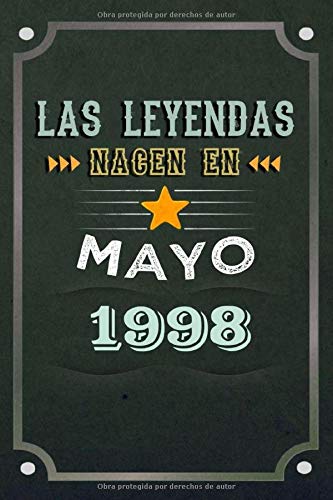 Comprar Las leyendas nacen en Mayo 1998: REGALO DE CUMPLEAÑOS NACIDOS EN LOS AÑOS Regalos 1998 Regalos Creativos Cuaderno forrado Diario 15.24 x 22.86 cm CUADERNO DE ... CUADERNO DE NOTAS REGALOS PERSONALIZADOS Top Precio 2024 | regaloscumple.com