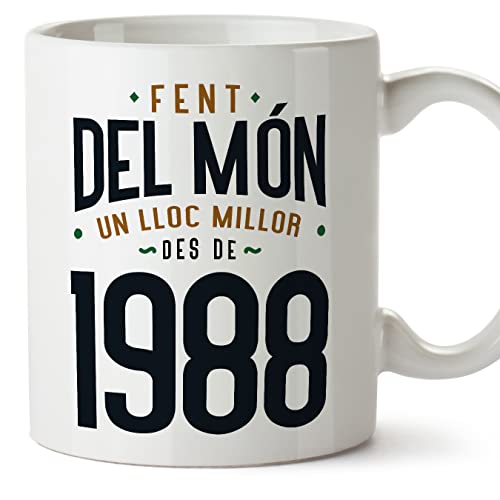 Comprar MUGFFINS Tazas 1988 Cumpleaños - En Catalán - Fent del Món un Lloc Millor - 11 oz / 330 ml - Regalo original y divertido Cumpleaños Ofertas 2024 | regaloscumple.com