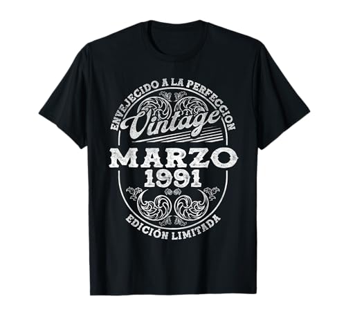 Consigue ahora Marzo BlackFriday 1991 Vintage - 34 Años Regalo Cumpleaños Hombre Camiseta Top Precio 2025 | regaloscumple.com